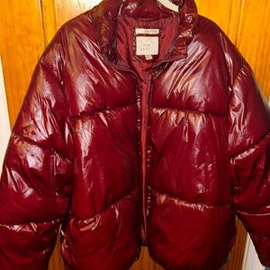Red puffer space jacket